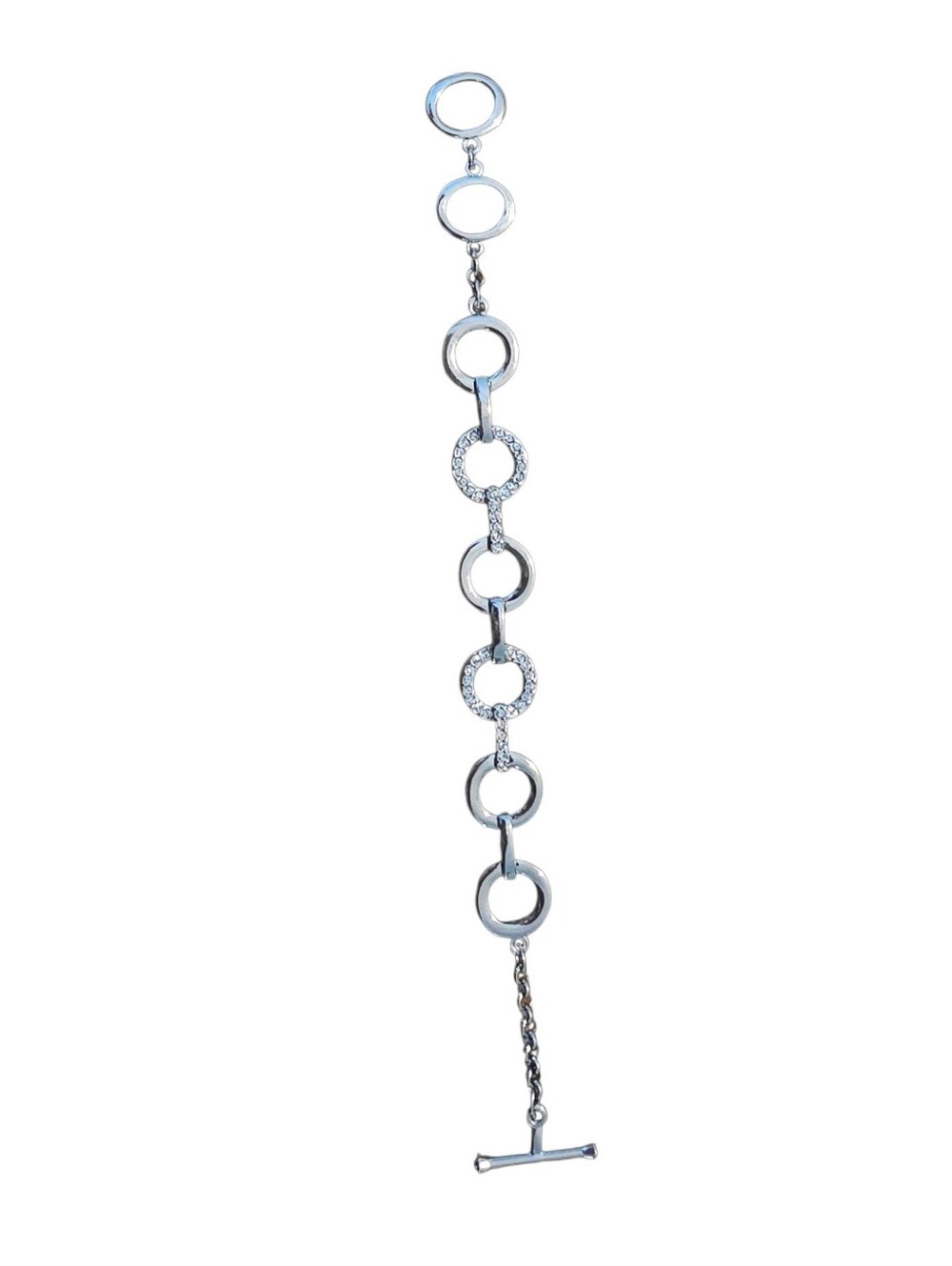 Swarovski Silver Circle Link Bracelet with Crystal Pavé Accents - Picture 2 of 2